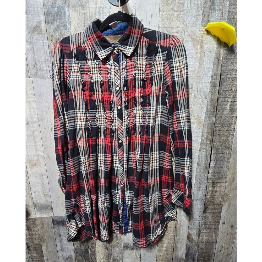 Double D Ranch Black Plaid Pearl Snap Mini Shirt Dress Western Cowgirl Designer